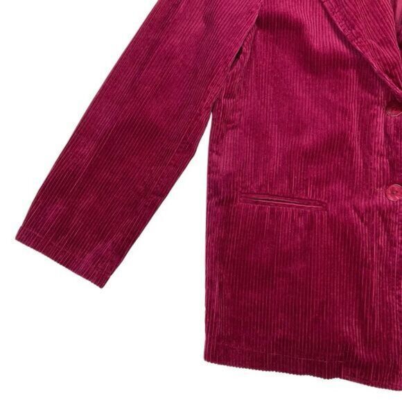 Newport News VTG Corduroy Blazer Womens 10 Burgundy Single Breasted Jacket New - Picture 3 of 16